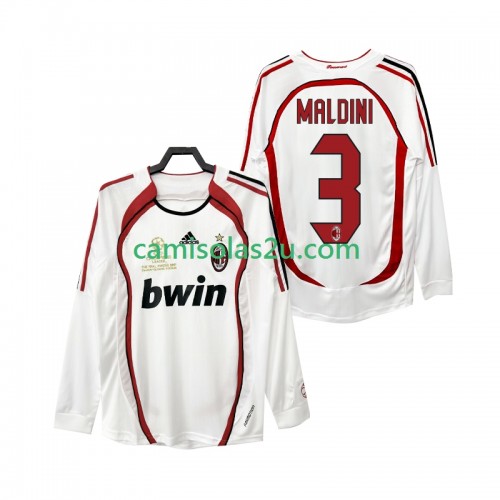 Camisolas de futebol AC Milan MALDINI 3 2006 2007 Retro Equipamento Alternativa Manga Comprida Camisolas de futebol AC Milan MALDINI 3 2006 2007 Retro Equipamento Alternativa Manga Comprida